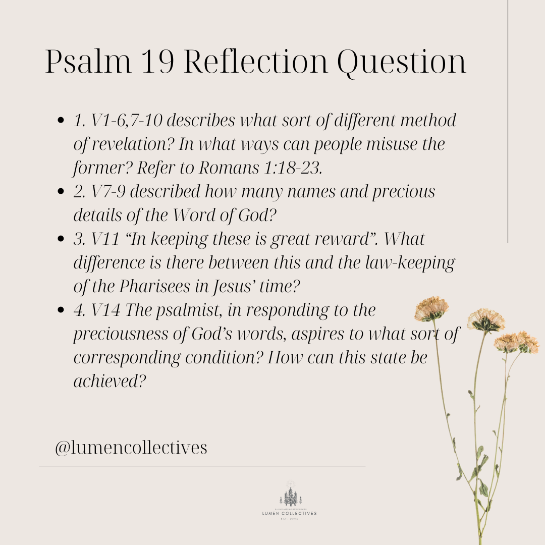 Daily Chapter---Psalm 19 Reflection Question