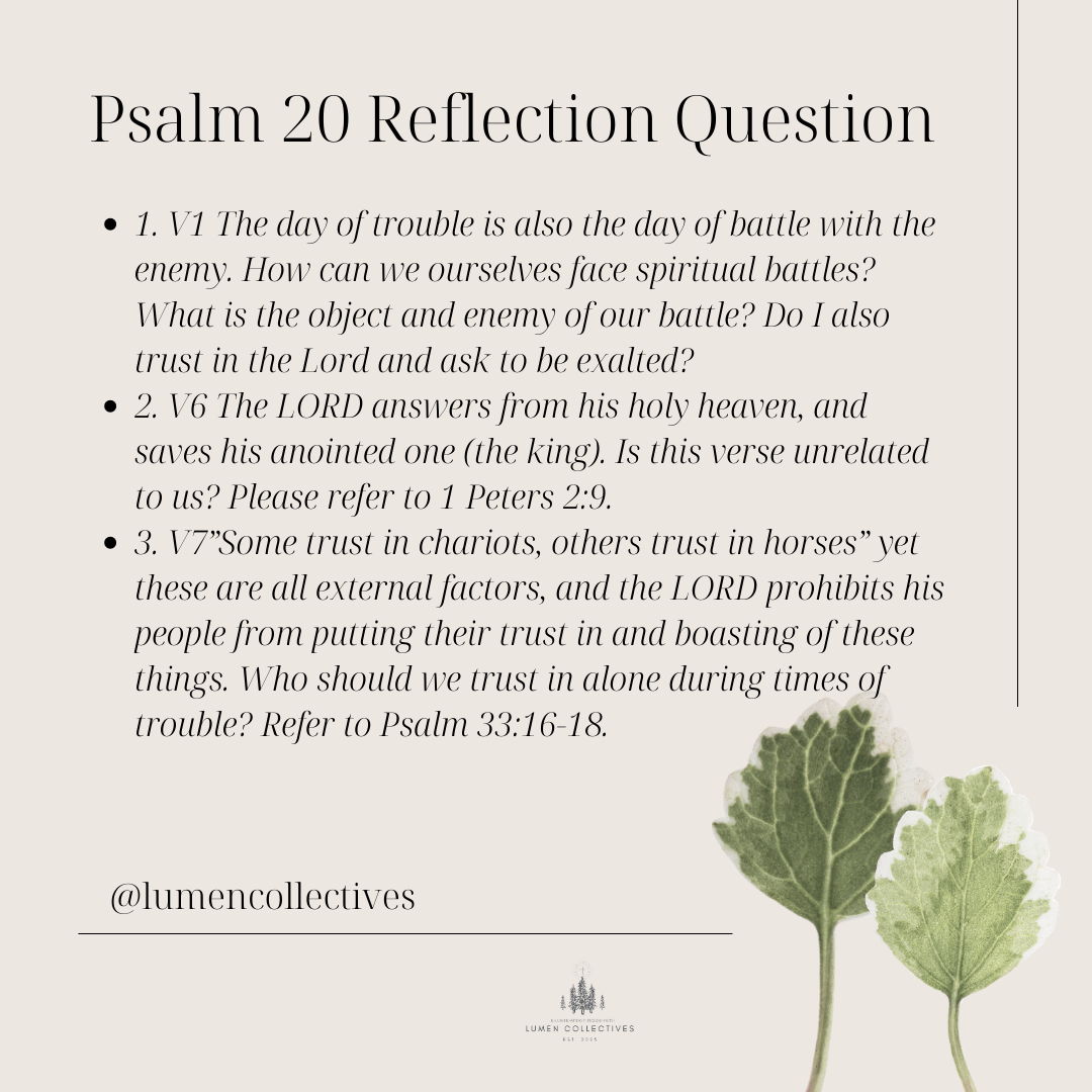 Daily Chapter---Psalm 20 Reflection Question