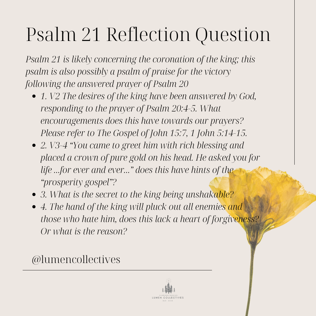 Daily Chapter---Psalm 21 Reflection Question