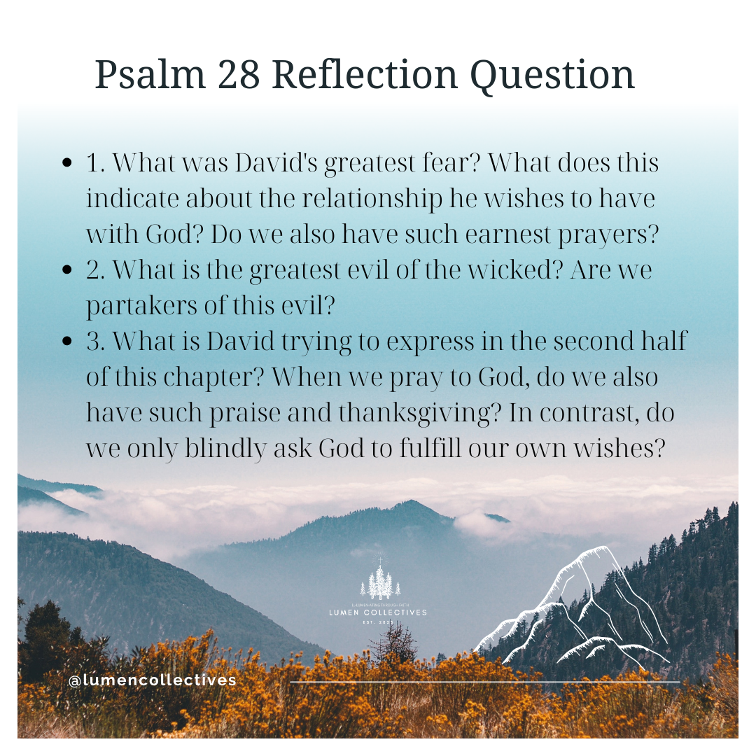 Daily Chapter---Psalm 28 Reflection Question