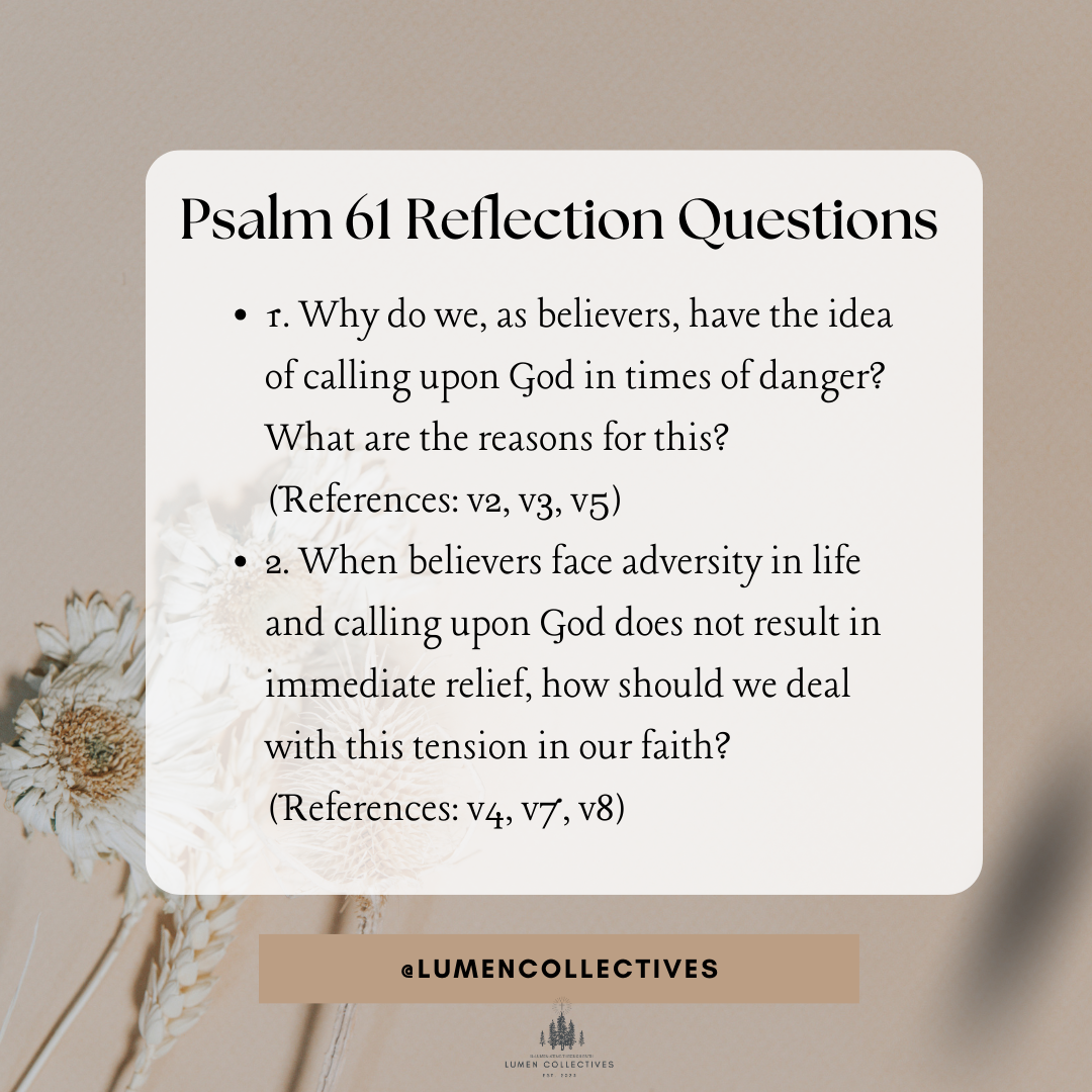 Daily Chapter---Psalm 61 Reflection Question