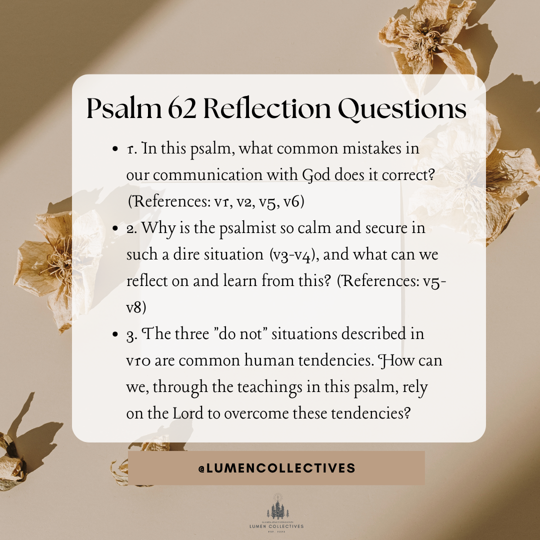 Daily Chapter---Psalm 62 Reflection Question