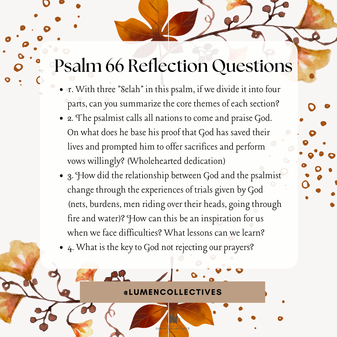 Daily Chapter---Psalm 66 Reflection Question