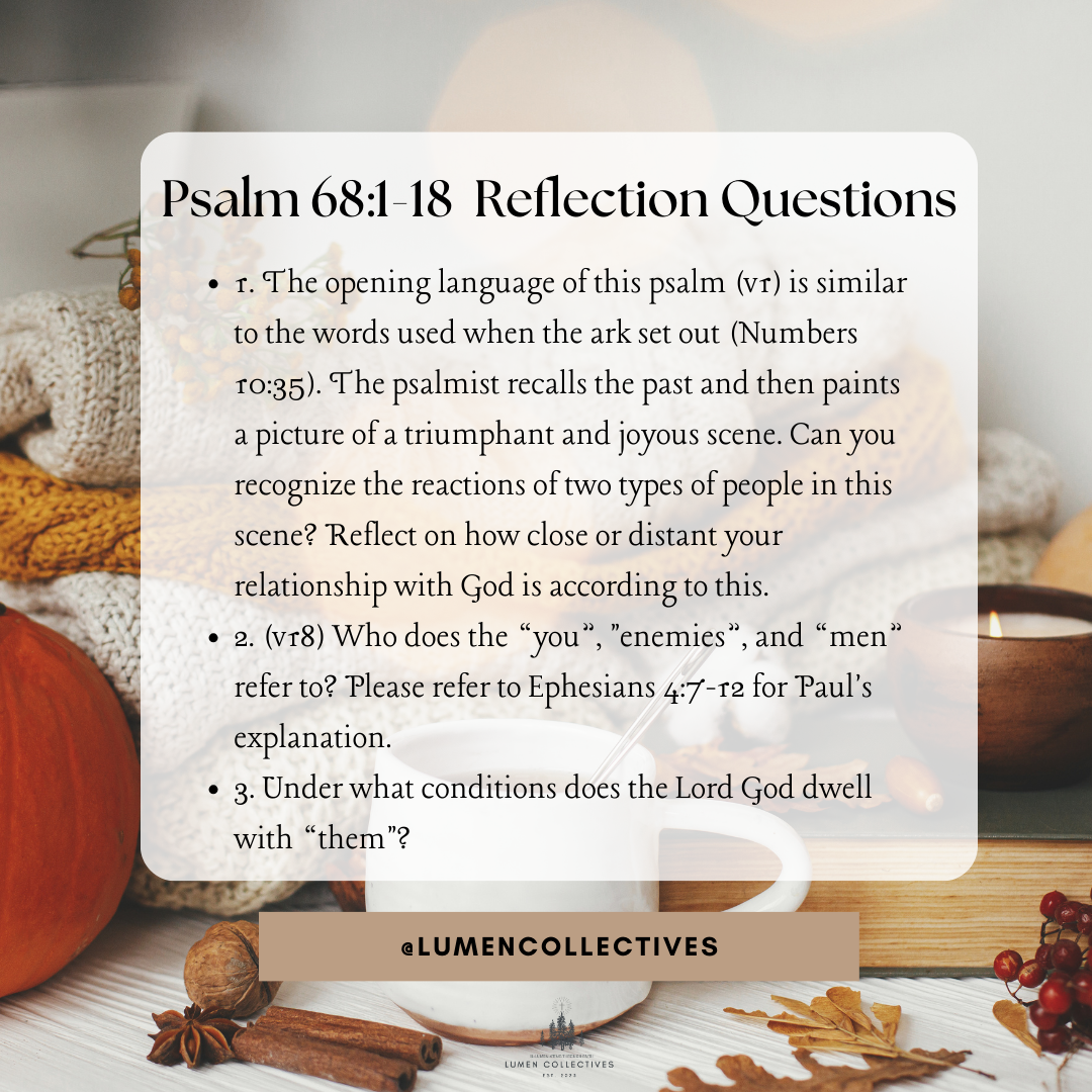 Daily Chapter---Psalm 68:1-18 Reflection Question