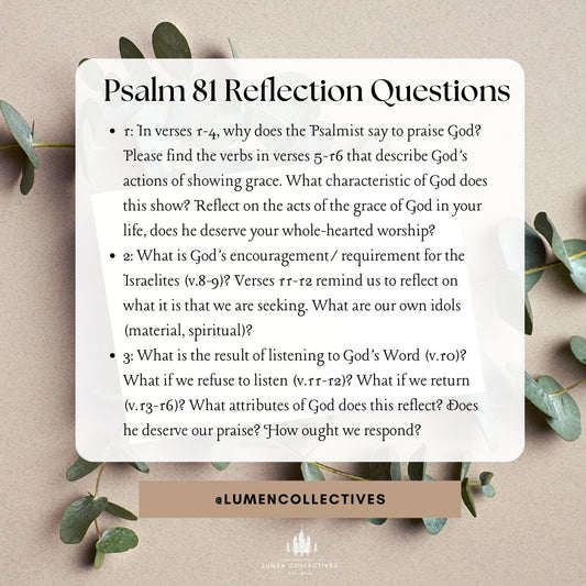 Daily Chapter---Psalm 81 Reflection Question