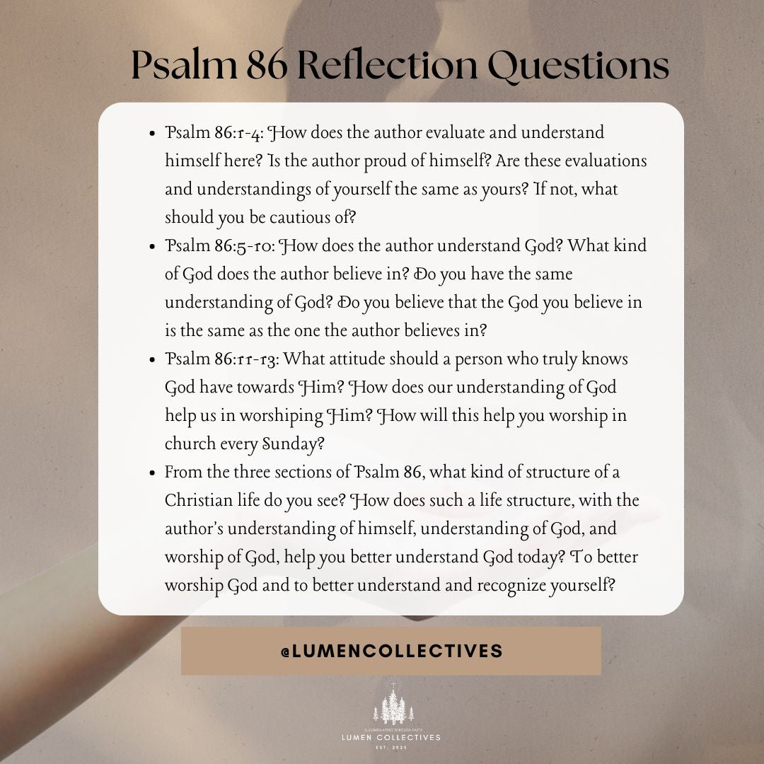 ﻿Daily Chapter---Psalm 86 Reflection Question