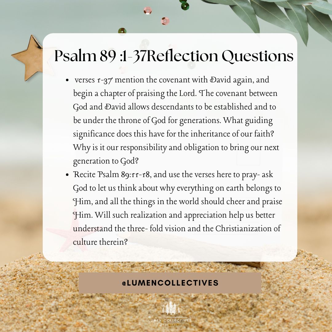 Daily Chapter---Psalm 89:1-37 Reflection Question