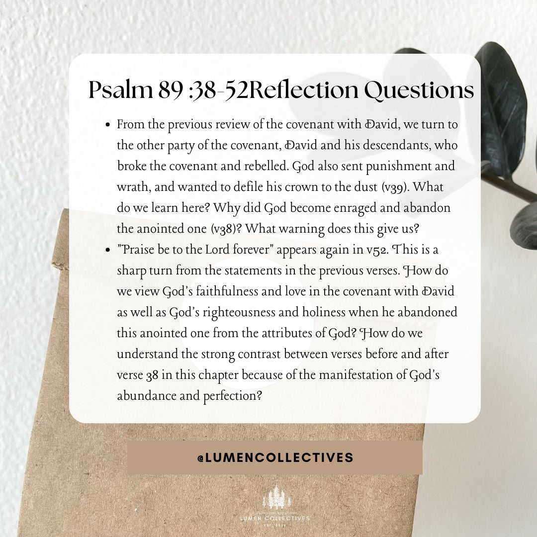 Daily Chapter---Psalm 89:38-52 Reflection Question