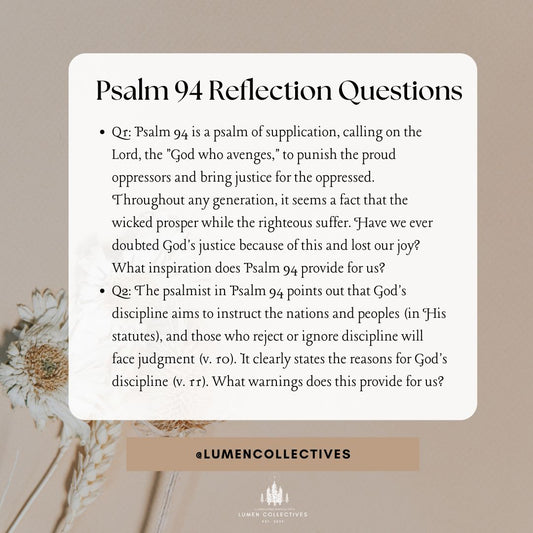 Daily Chapter---Psalm 94 Reflection Question