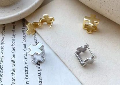 INS Design Cross S925 sterling silver earrings