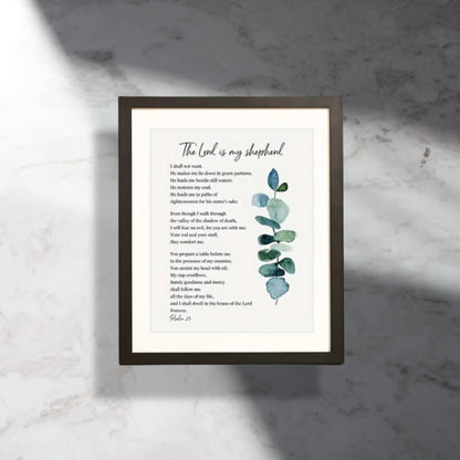 Scripture Bible Verse Wall Decor with Magnetic Clip Frame( Psalm 23  size 8*10 )